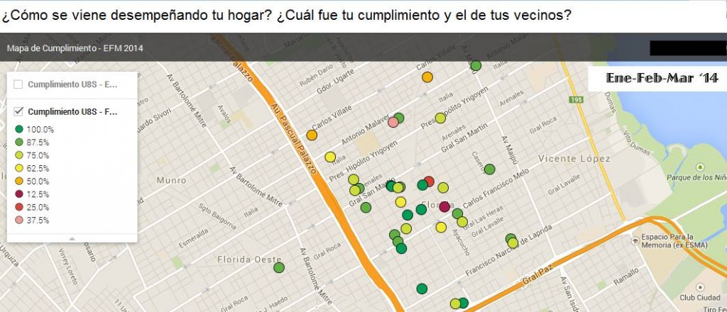 Mapa de cumplimiento de miembros de la geored